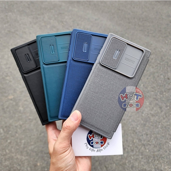 Ốp lưng bao da Nillkin Qin Pro Plain Leather Cloth Case S22 Ultra