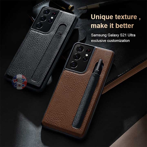 Ốp lưng da Nillkin Aoge Leather Case cho S21 Ultra có tích hợp khe bút