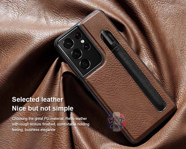 Ốp lưng da Nillkin Aoge Leather Case cho S21 Ultra có tích hợp khe bút