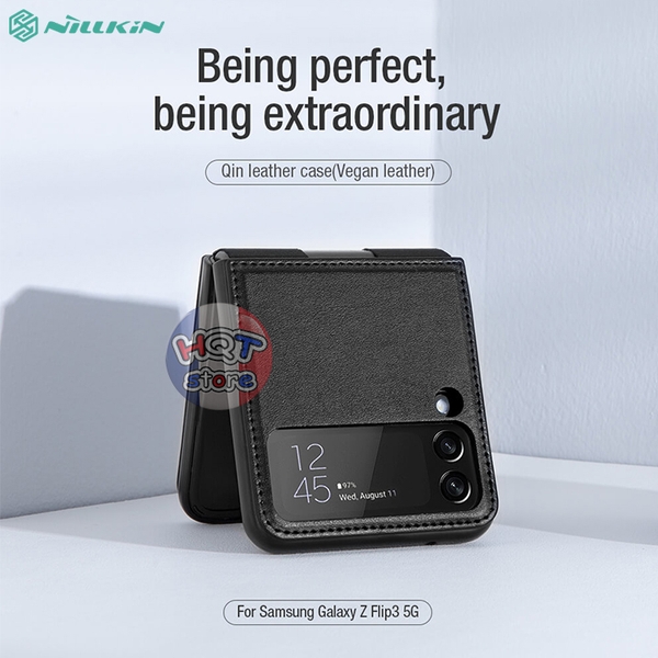 Ốp lưng da Nillkin Qin Vegan Leather Case Galaxy Z Flip 3 5G có giá đỡ