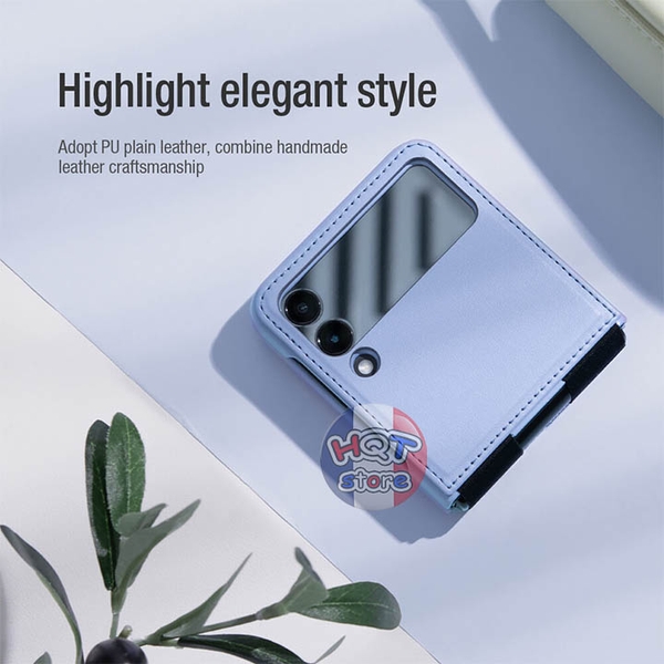 Ốp lưng da Nillkin Qin Vegan Leather Case Galaxy Z Flip 4 5G có giá đỡ