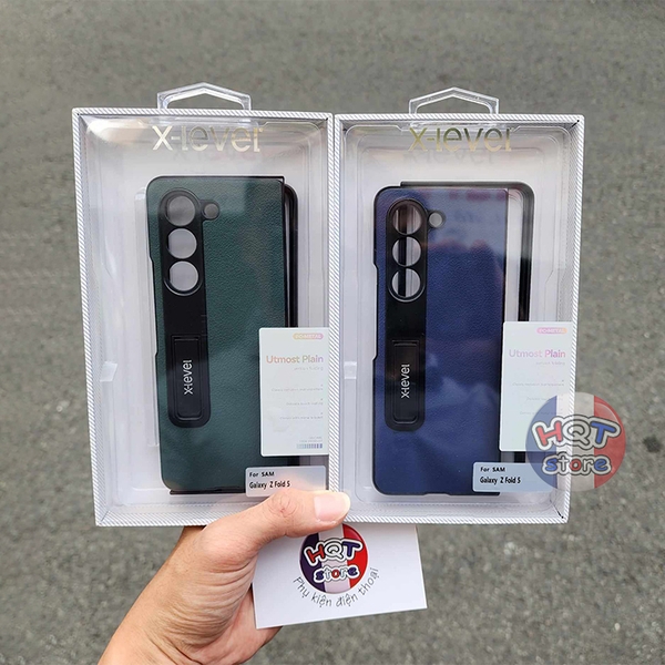 Ốp lưng da X-Level Utmost Plain cho Z Fold 5 có chân chống