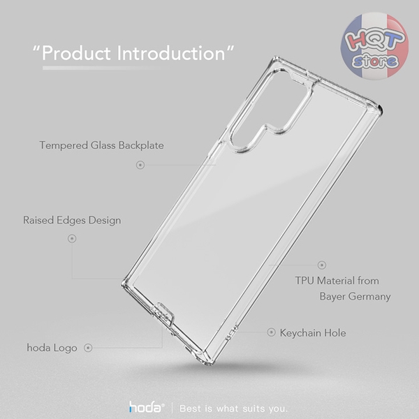 Ốp lưng kính cường lực HODA Crystal Pro Glass Case Samsung S23 Ultra