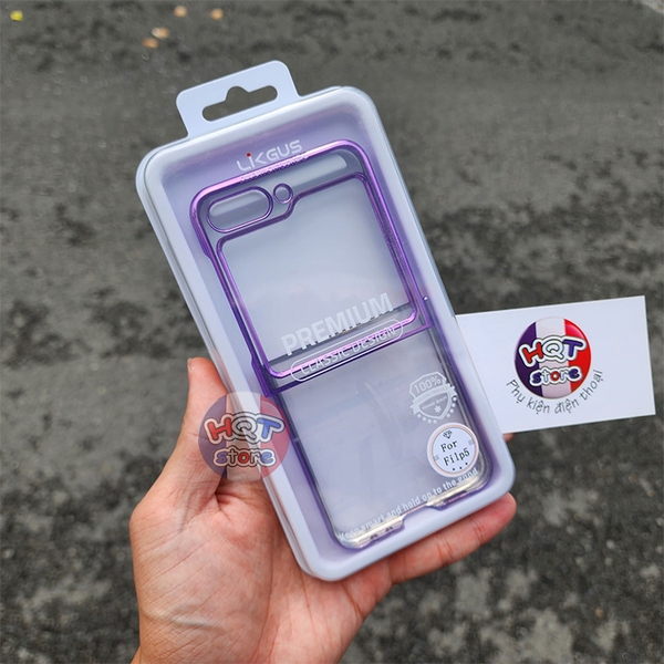 Ốp lưng mỏng trong suốt viền màu Likgus Glitter Case Samsung Z Flip 5