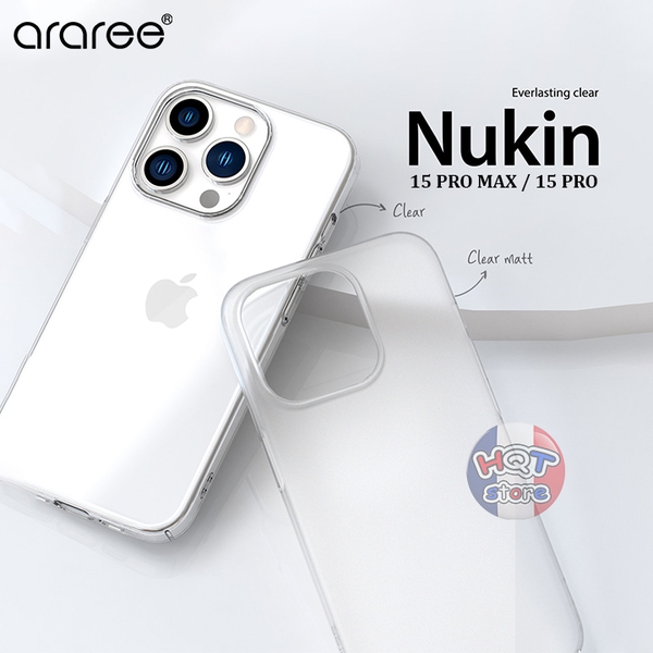 Ốp lưng trong suốt Araree Nukin Case cho IPhone 15 Pro Max / 15 Pro