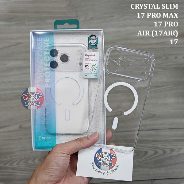 Ốp trong mỏng Benks Crystal 1.2mm Slim IPhone 17 Pro Max 17Pro Air 17
