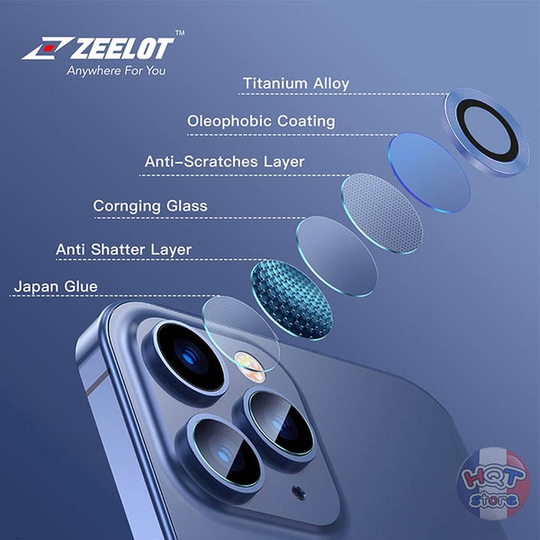 Ốp viền kính bảo vệ Camera ZEELOT Titanium IPhone 12 / 12 Mini / 11