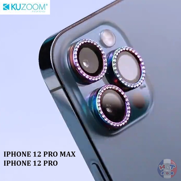 Ốp viền kính Camera đính đá Kuzoom Crystal IPhone 12 Pro Max / 12 Pro