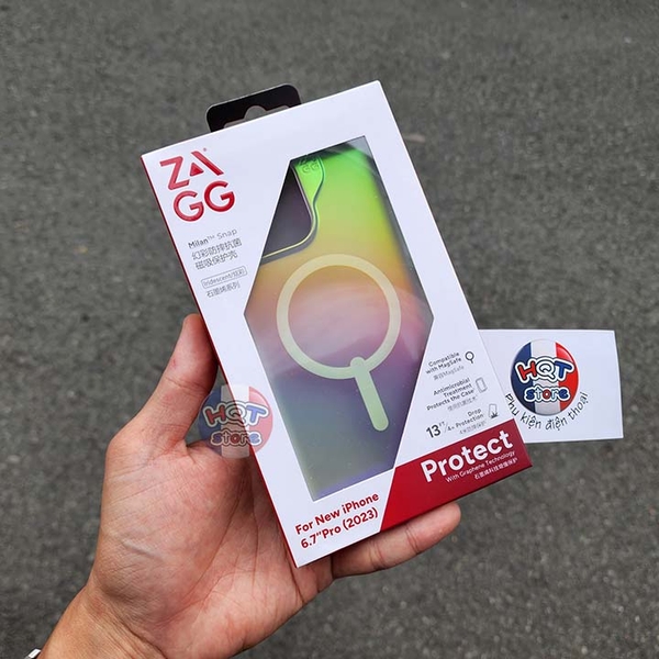 Ốp ZAGG Iridescent Anti-Microbial Magsafe IPhone 15 Pro Max / 15 Pro