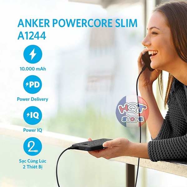 Pin sạc dự phòng sạc nhanh Anker PowerCore Slim 10000 mah PD A1244