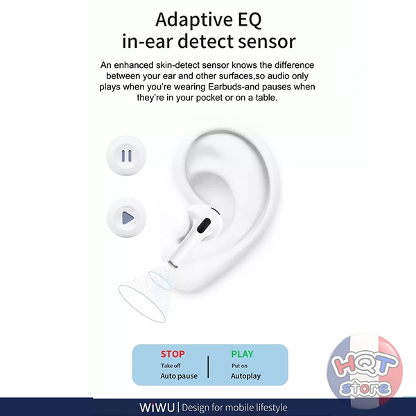 Tai nghe Bluetooth WiWU Airbuds 3 SE hỗ trợ sạc không dây (kèm ốp)