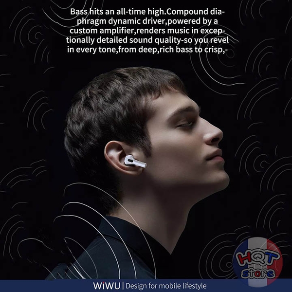 Tai nghe Bluetooth WiWU Airbuds 3 SE hỗ trợ sạc không dây (kèm ốp)