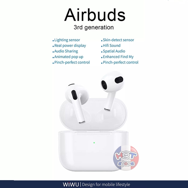 Tai nghe Bluetooth WiWU Airbuds 3 SE hỗ trợ sạc không dây (kèm ốp)