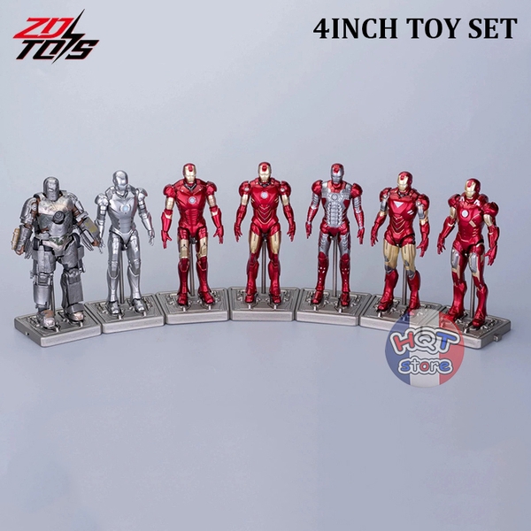 Bộ mô hình 7 iRon Man 10cm ZD Toys 4 inch Toy Set 1/18 chính hãng