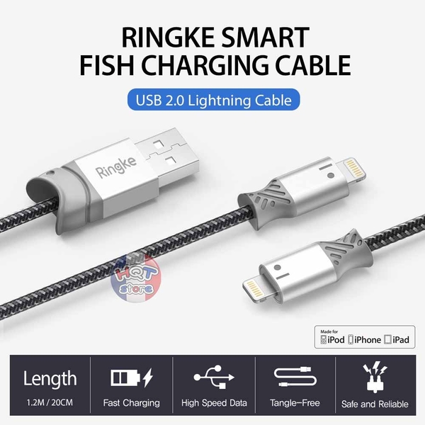 Cáp sạc USB to Lightning Ringke Smart Fish chuẩn MFI chính hãng