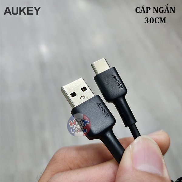 Cáp sạc USB-A to C 2A Aukey siêu ngắn 30cm cho pin dự phòng