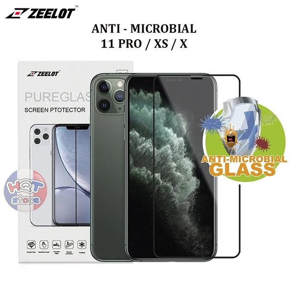 Kính kháng khuẩn ZEELOT ANTI MICROBIAL cho IPhone 11 Pro / XS / X