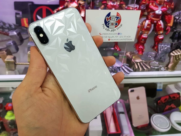 Miếng dán mặt lưng 3D vân kim cương cho Iphone X