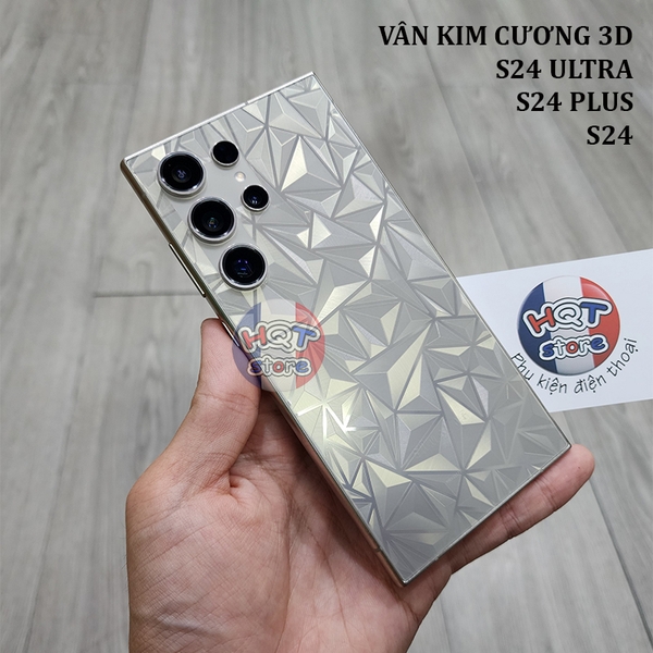 Miếng dán mặt lưng 3D vân kim cương cho S24 Ultra / S24 Plus / S24