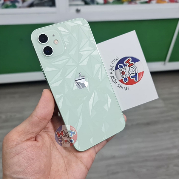 Miếng dán mặt lưng 3D vân kim cương Iphone 12 / 12 Mini