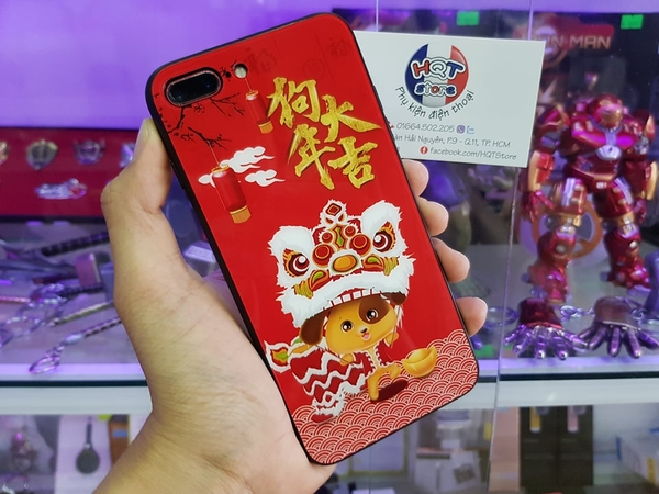 Ốp lưng Tết Mèo Thần Tài 2018 mặt kính 9H Iphone X 8+ 7+ 6+ 6S+ 6 6S