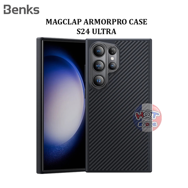 Ốp carbon 600D Benks MagClap ArmorPro Case cho S24 Ultra (Viền Dẻo)