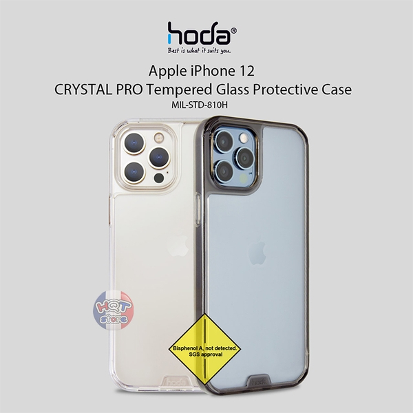 Ốp lưng kính cường lực HODA Crystal Pro IPhone 12 Pro Max/ 12 Pro / 12