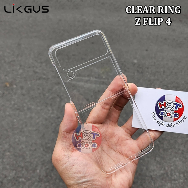 Ốp lưng trong suốt Likgus Clear Ring Holder Case cho Galaxy Z Flip 4