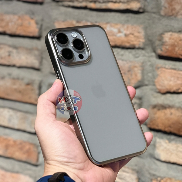 Ốp nhám viền màu Titan Devia Glimmer Case iPhone 15 Pro Max 15 Pro