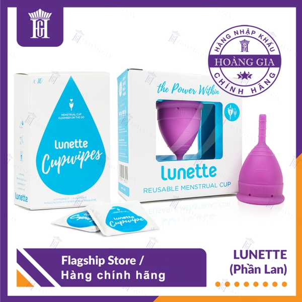 Cốc nguyệt san Lunette - Hàng chính hãng - Màu Tím Hộp vuông + Tặng Hộp giấy lau tiệt trùng cốc nguyệt san