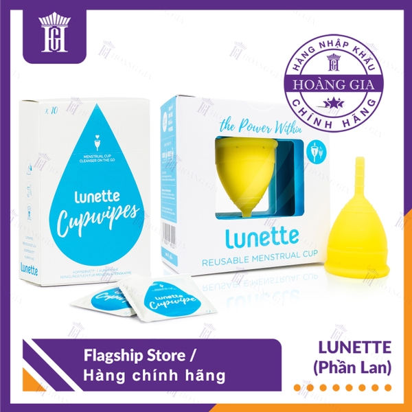 Cốc nguyệt san Lunette  - Hàng chính hãng - Màu Vàng Hộp vuông + Tặng Hộp giấy lau tiệt trùng cốc nguyệt san