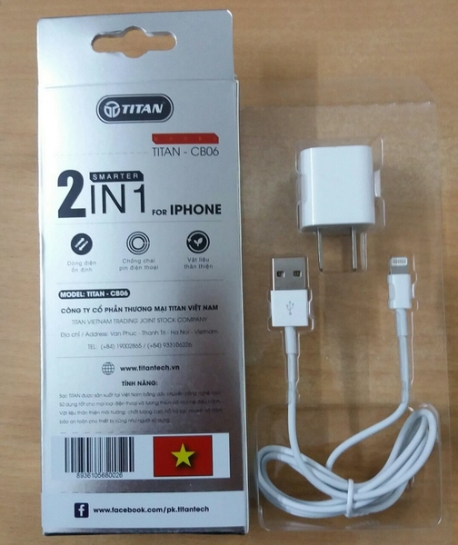 Bộ sạc Titan 1a  dùng cho Iphone 5/6/7/8