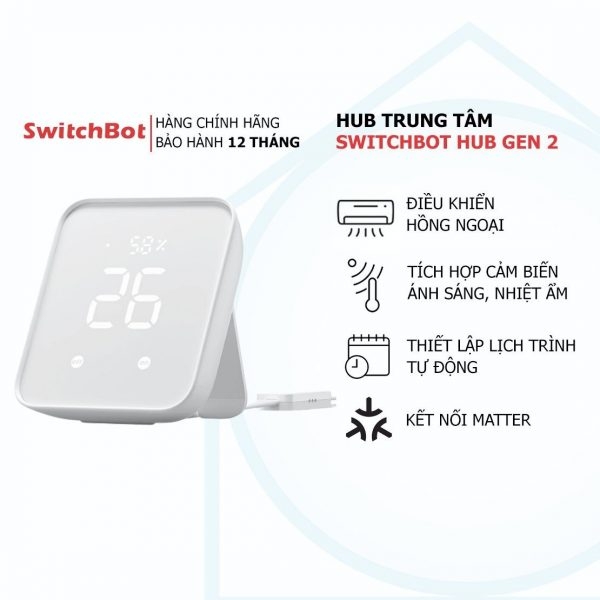 Điều khiển trung tâm SwitchBot Hub 2 - Cảm biến nhiệt độ, độ ẩm