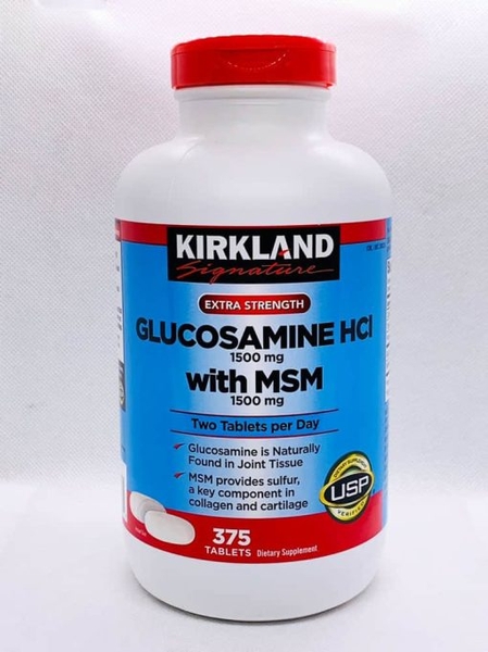 Viên uống Glucosamin HCL 1500mg With MSM Kirkland 375 Viên- Mẫu Mới