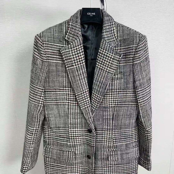 ÁO Celine Men Short Jacket in Prince of Wales Flannel