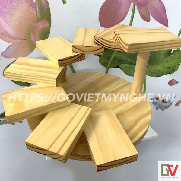 Khay gỗ trang trí món ăn - khay gỗ bậc thang trang trí - 8 tầng - Gỗ Thông tự nhiên