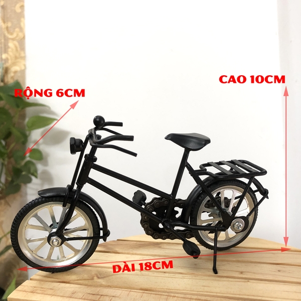 Mô hình xe đạp sắt trang trí nhà cửa - mô hình xe đạp Nhật quà tặng sinh nhật - xe đạp mô hình - Màu Đen - Dài 18cm
