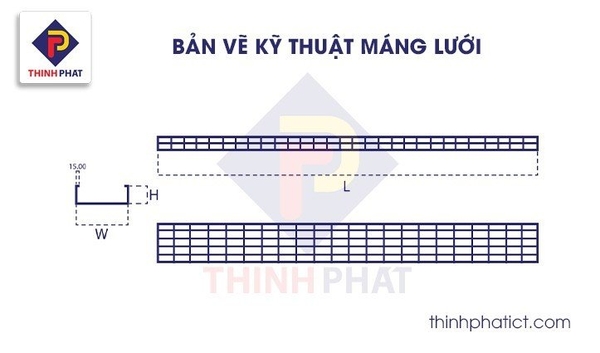 Bản vẽ kỹ thuật máng cáp dạng lưới