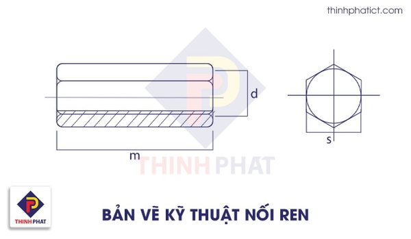  Bản vẽ kỹ thuật cấu tạo ống nối ren