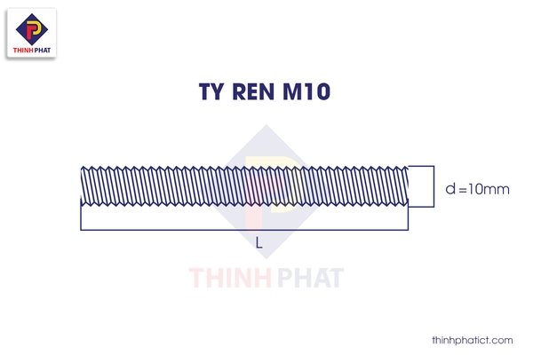  Ty ren M10 tương ứng với đường kính ren 10mm