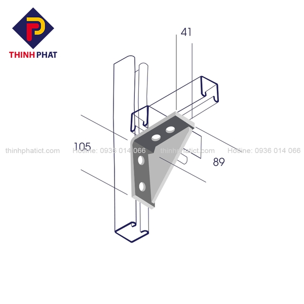 Minh họa hình ảnh một loại đệm góc phụ kiện thanh Unistrut