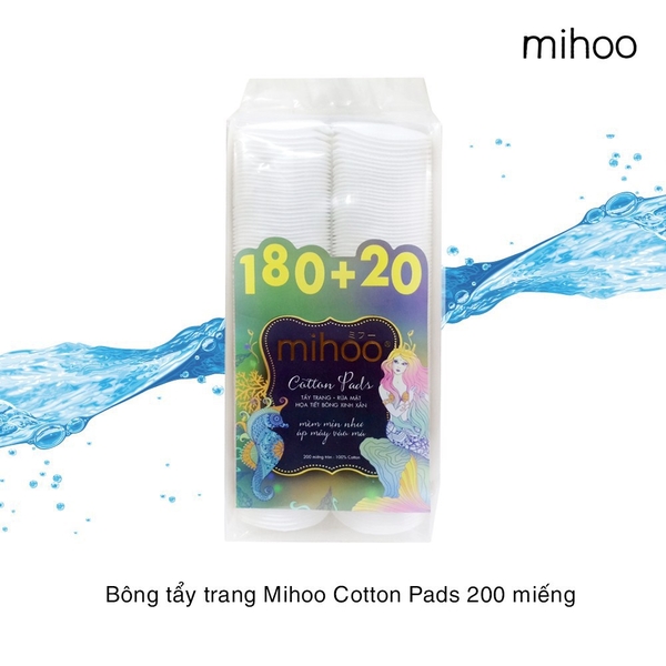 Bông tẩy trang nàng tiên cá Mihoo 180+20 Cotton Pad