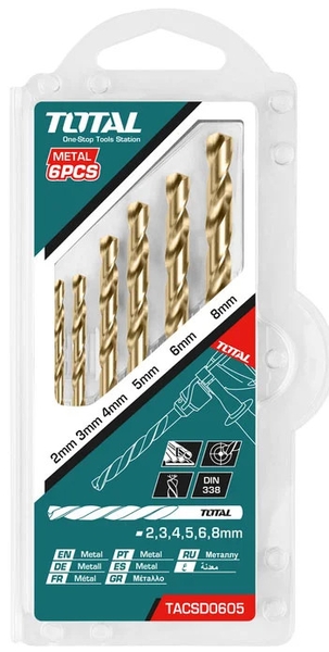 Bộ 6 mũi khoan kim loại HSS TACSD0605 TOTAL