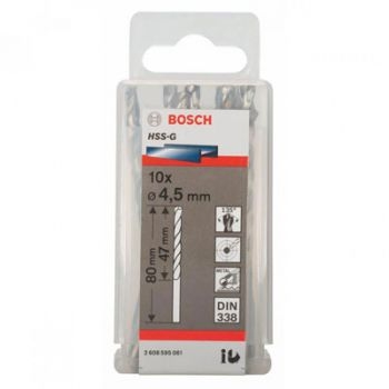 Mũi khoan sắt HSS-G 4.5mm (hộp 10 mũi) Bosch 2608595061