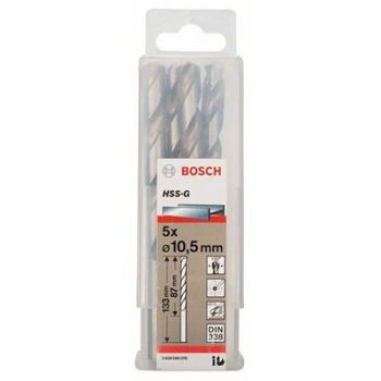 Mũi khoan sắt HSS-G 10.5mm (hộp 5 mũi) Bosch 2608595078
