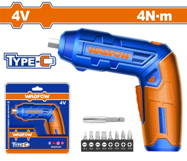Máy siết vít dùng pin 4V- 4Nm (không kèm đầu và dây cáp sạc) WADFOW - WCV4415
