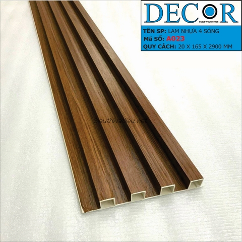 Lam nhựa 4 sóng Decor A023 vân gỗ màu nâu