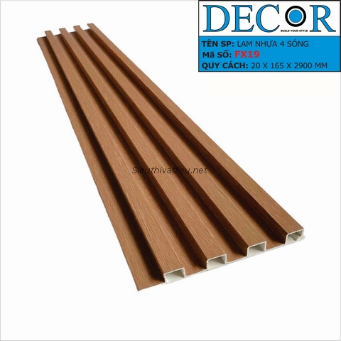 Lam nhựa 4 sóng Decor FX19 vân gỗ màu nâu