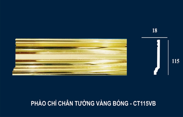 Phào chỉ PS len tường vàng bóng CT115VB