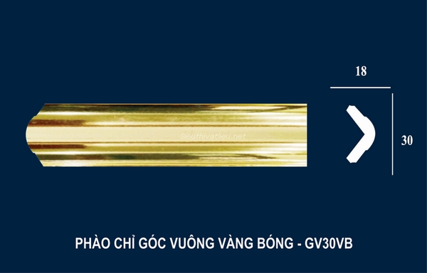 Phào chỉ PS góc vuông vàng bóng GV30VB